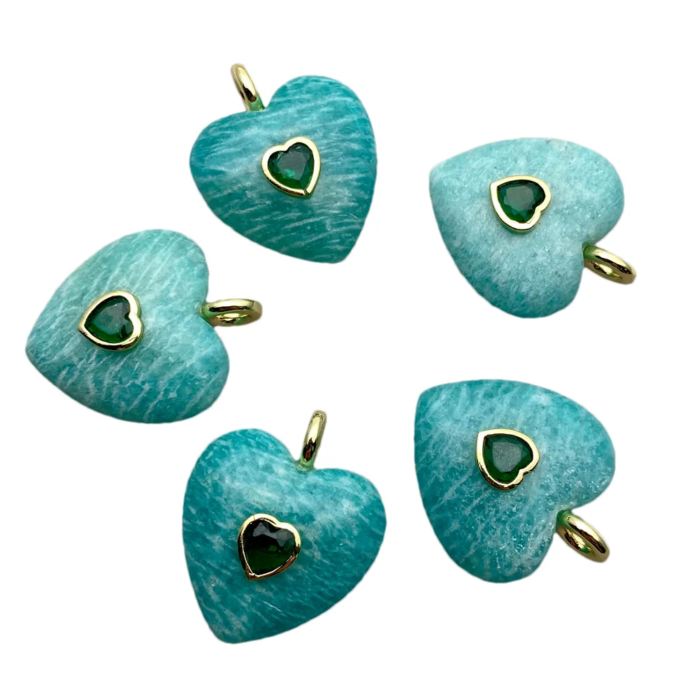 5 PCS Natural Green Gemstone Amazonite Zircon Heart Shape Pendant For Handmade DIY Accessories
5 PCS Natural Green Gemstone Amazonite Zircon Heart Shape Pendant For Handmade DIY Accessories