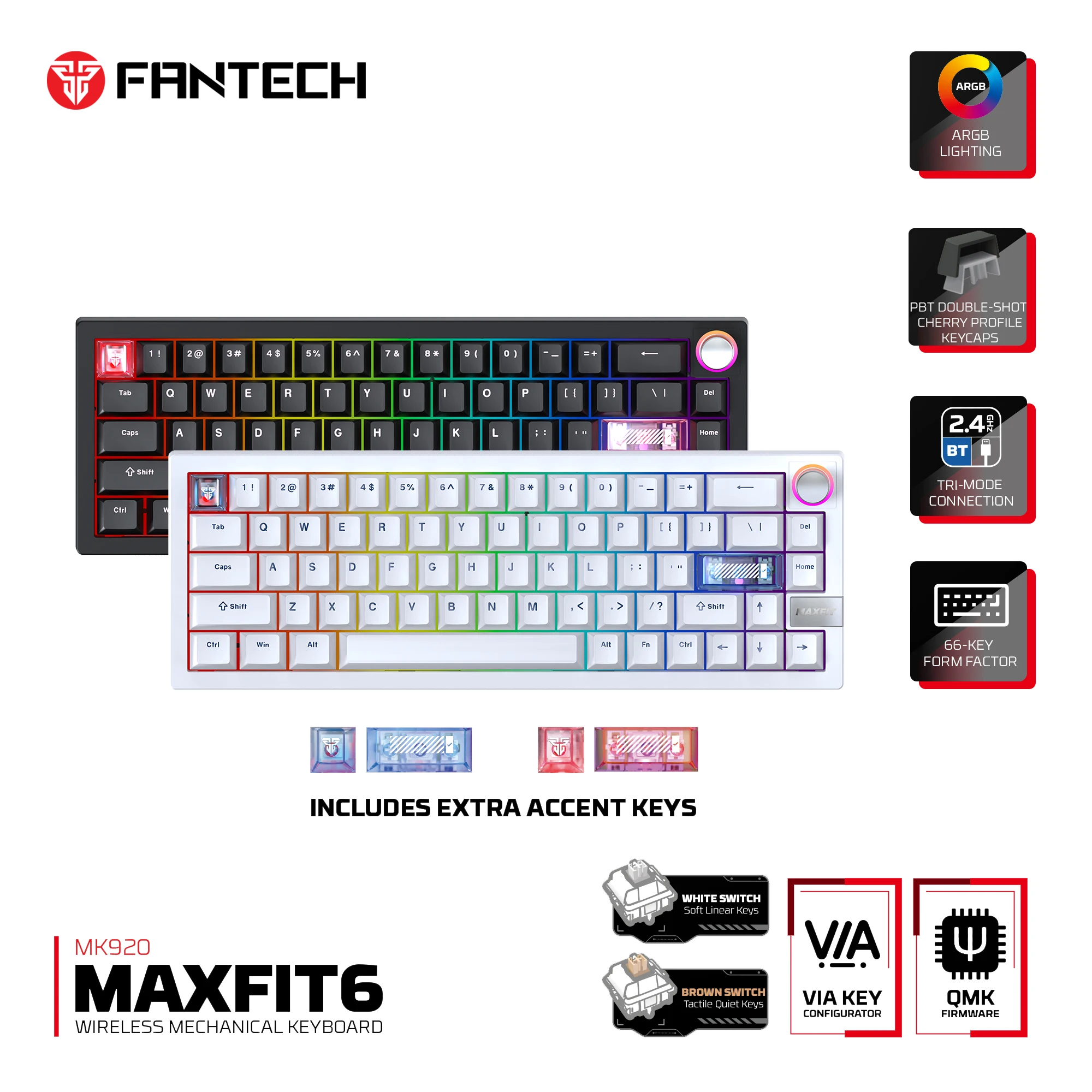 FANTECH MAXFIT6 MK920 Wireless Mechanical Keyboard Gasket Customization QMK/VIA Programmable Gaming Keyboard For WIN MAC
FANTECH MAXFIT6 MK920 Wireless Mechanical Keyboard Gasket Customization QMK/VIA Programmable Gaming Keyboard For WIN MAC
