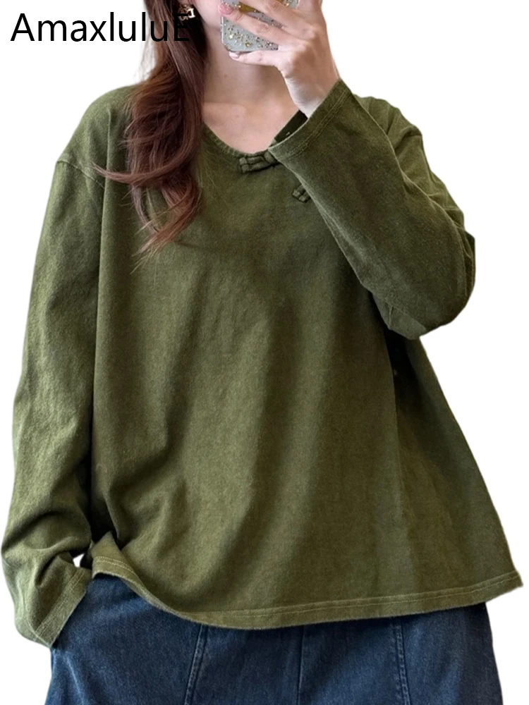Amax LuluE Korean Autumn Females Classic Loose V Neck T-shirts Ladies Fashion Vintage Leisure Tops Elegant Soild Cotton Clothes
Amax LuluE Korean Autumn Females Classic Loose V Neck T-shirts Ladies Fashion Vintage Leisure Tops Elegant Soild Cotton Clothes