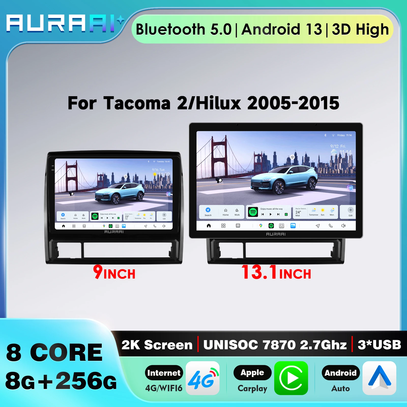8G+256G Wireless Carplay Car Radio Android 13 Stereo GPS Navigation Auto Multimedia 4G BT For Toyota Tacoma 2/ HILUX 2005 - 2013
8G+256G Wireless Carplay Car Radio Android 13 Stereo GPS Navigation Auto Multimedia 4G BT For Toyota Tacoma 2/ HILUX 2005 - 2013