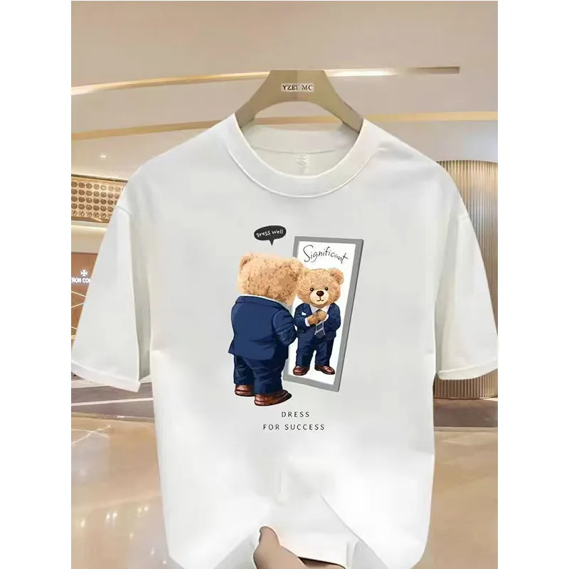 Лето 2026, роскошная универсальная хлопковая дышащая футболка с короткими рукавами для мужчин и женщин с принтом медведя и коротким рукавом
Лето 2026, роскошная универсальная хлопковая дышащая футболка с короткими рукавами для мужчин и женщин с принтом медведя и коротким рукавом