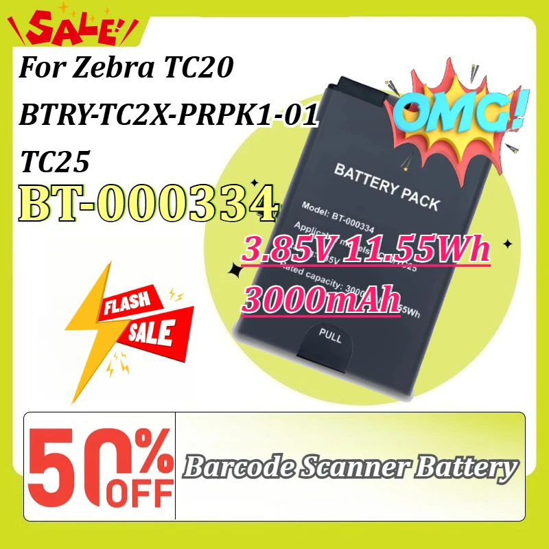 1-2Pcs BT-000334 3.85V 3Ah Barcode Scanner Battery for Zebra TC20 BTRY-TC2X-PRPK1-01 TC25 Industrial Mobile Data Terminal Batter
1-2Pcs BT-000334 3.85V 3Ah Barcode Scanner Battery for Zebra TC20 BTRY-TC2X-PRPK1-01 TC25 Industrial Mobile Data Terminal Batter