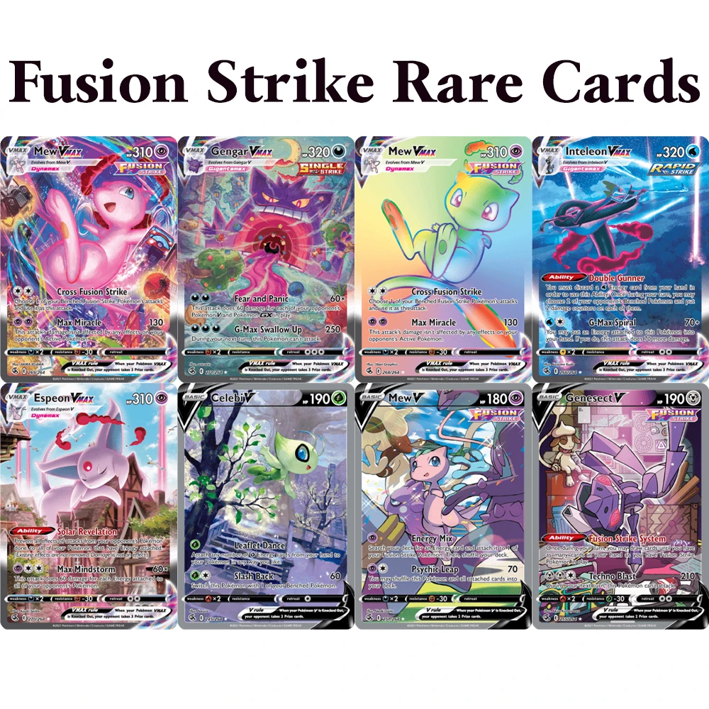 Коллекционные карты PKM Fusion Strike (FST) Proxy Foil DIY: редкие карты Gengar, Mew, Inteleon, Espeon/VMAX, Celebi V, Genesect V 255. Подарочная карта.
Коллекционные карты PKM Fusion Strike (FST) Proxy Foil DIY: редкие карты Gengar, Mew, Inteleon, Espeon/VMAX, Celebi V, Genesect V 255. Подарочная карта.