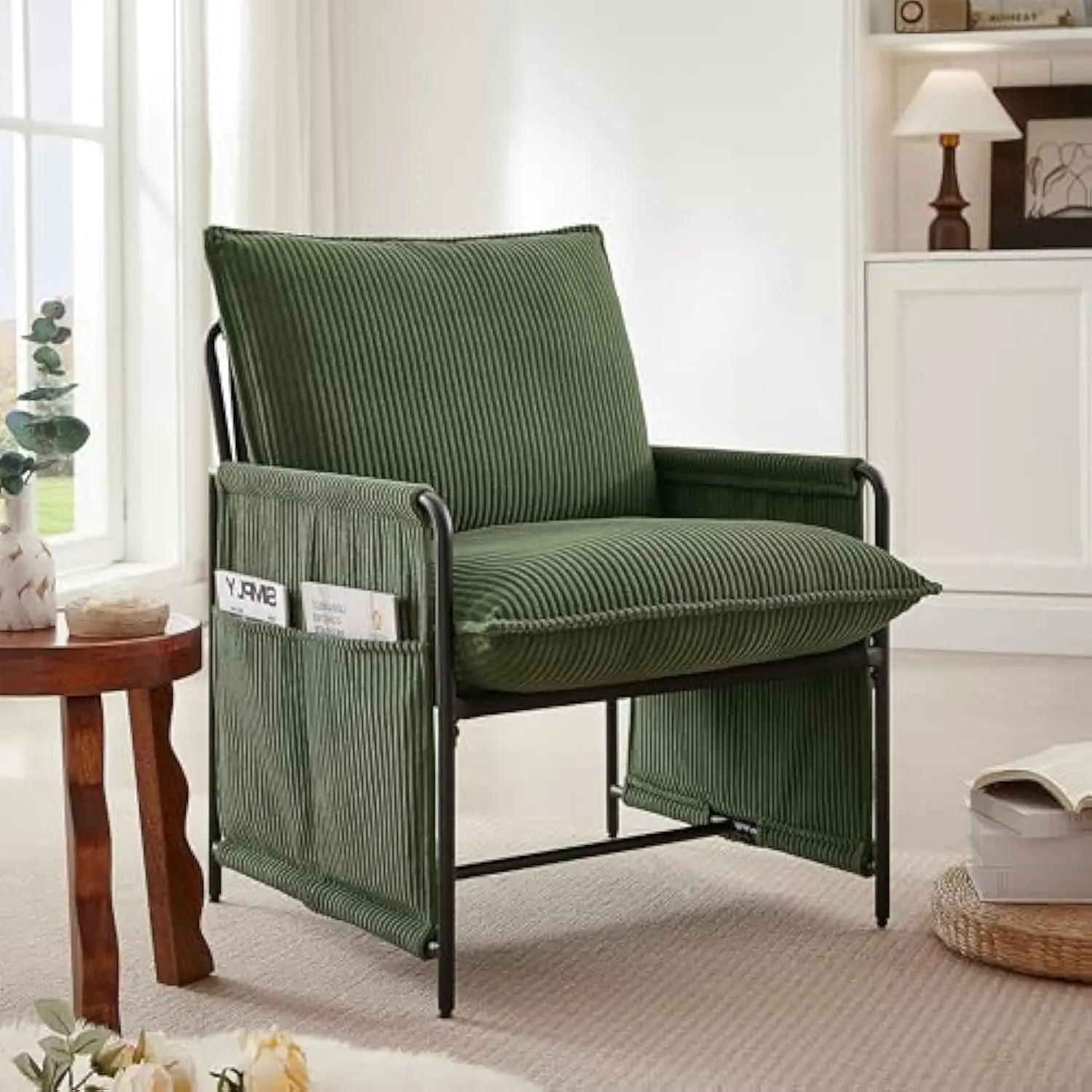 Mid Century Modern Accent Chair - Corduroy Living Room Chair with Support Pillow, Comfy Upholstered Lounge Arm Chair Side Chair
Mid Century Modern Accent Chair - Corduroy Living Room Chair with Support Pillow, Comfy Upholstered Lounge Arm Chair Side Chair