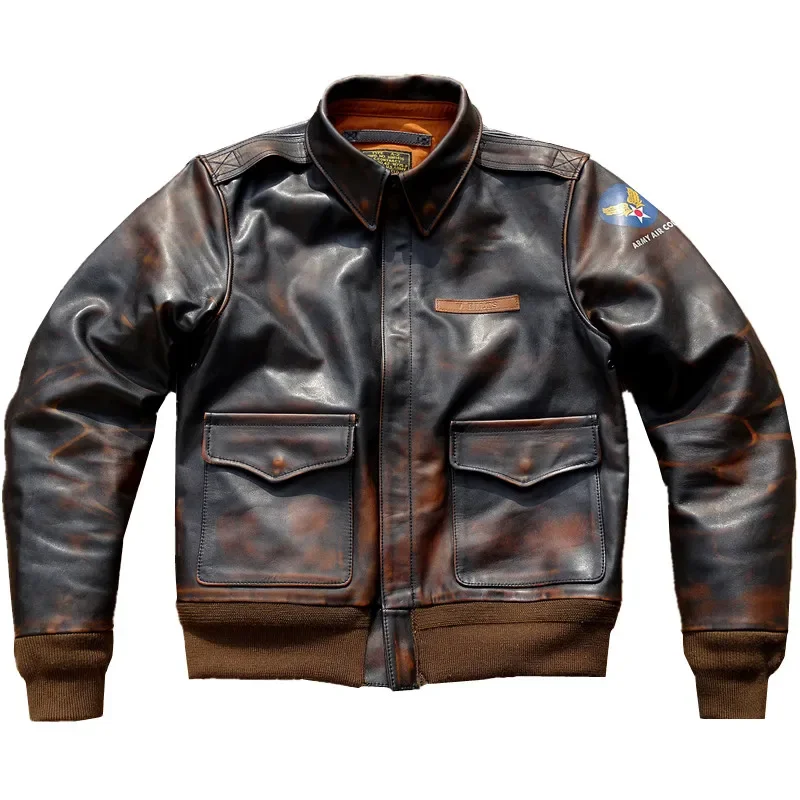 Men's Distressed A2 Bomber Genuine Leather Jacket for Men Tea Core Horsehide Coat Military Style
Men's Distressed A2 Bomber Genuine Leather Jacket for Men Tea Core Horsehide Coat Military Style