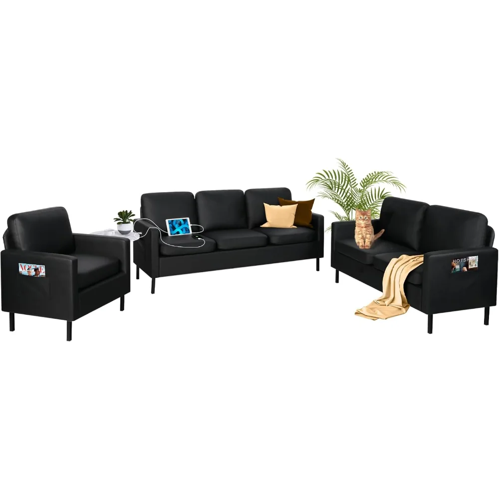 3 Piece LivingRoom Furniture Sets, 3 Seat Couch and Loveseat with 2 USB, Single Sofa Accent Chair, Modern Small Couchesfor Small
3 Piece LivingRoom Furniture Sets, 3 Seat Couch and Loveseat with 2 USB, Single Sofa Accent Chair, Modern Small Couchesfor Small