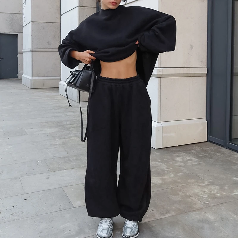 OMSJ Fashion Solid Tracksuit For Women Crew Neck Long Sleeve Sweatshirt And Elastic Waisted Trousers Loose Leisure Street Outfit
OMSJ Fashion Solid Tracksuit For Women Crew Neck Long Sleeve Sweatshirt And Elastic Waisted Trousers Loose Leisure Street Outfit