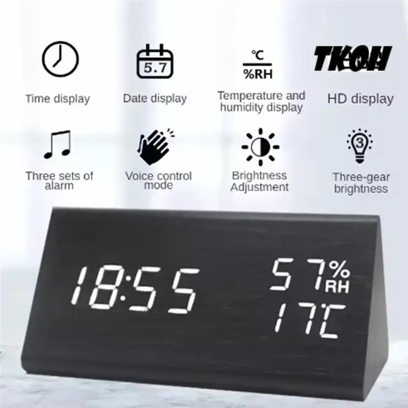 TKOH-LED студенческие часы, простые деревянные часы, дисплей температуры, часы с контролем звука, настольные домашние декоративные украшения
TKOH-LED студенческие часы, простые деревянные часы, дисплей температуры, часы с контролем звука, настольные домашние декоративные украшения