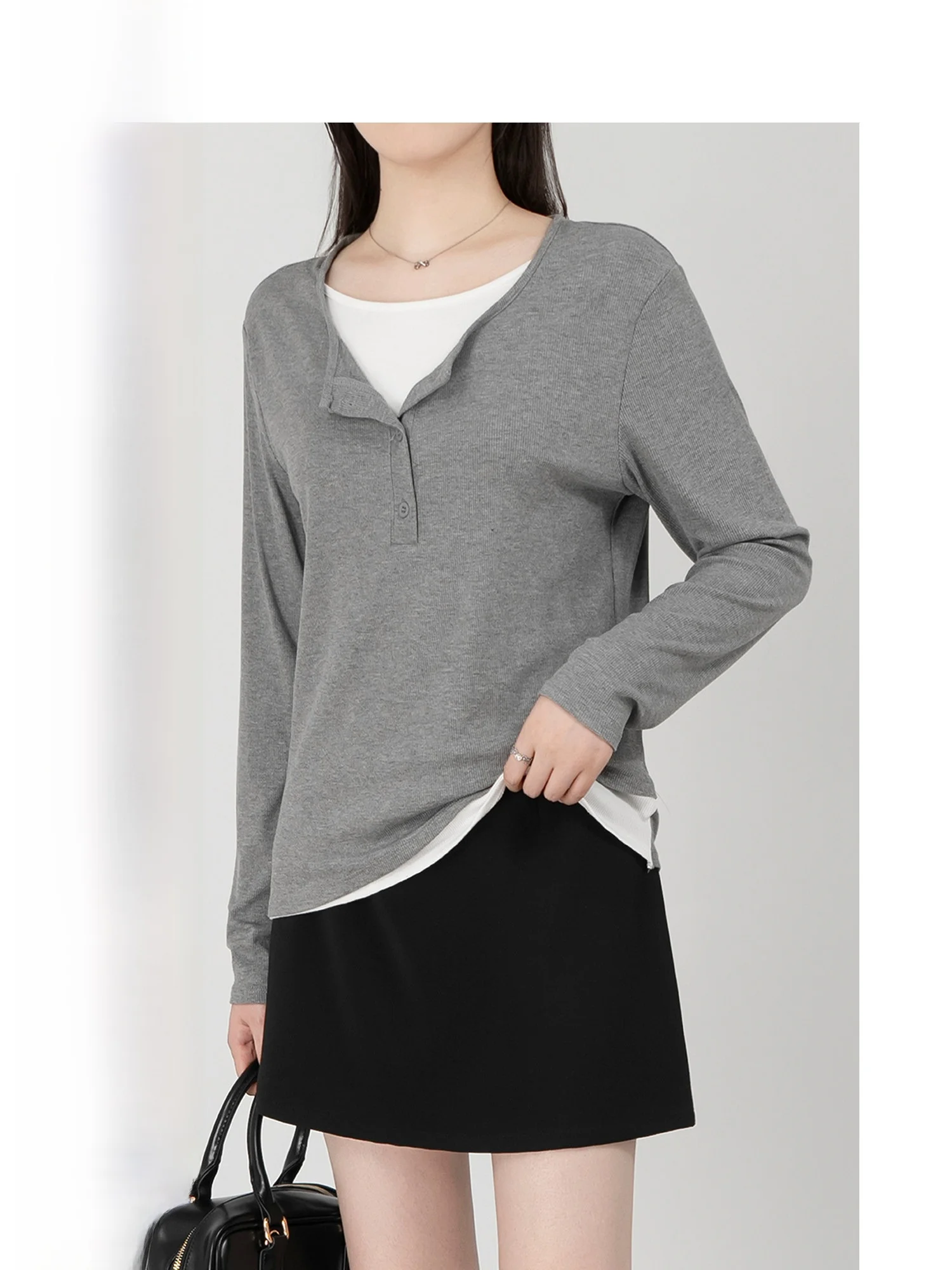 Женская длинная футболка-база Wavy Egg, облегающая, однотонная, повседневная, для осеннего сезона, модный дизайн
Женская длинная футболка-база Wavy Egg, облегающая, однотонная, повседневная, для осеннего сезона, модный дизайн