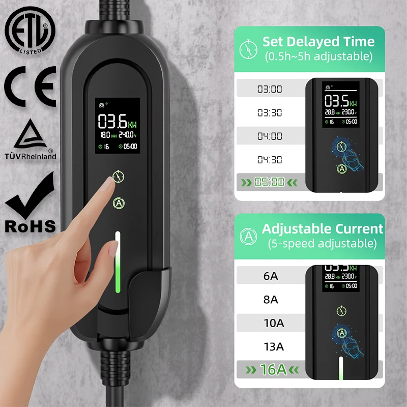 EVSELink AC home Portable Ev charger type2 GBT 3.5kW 1Phase 3.5M 5M portable charging station Charging Plug
EVSELink AC home Portable Ev charger type2 GBT 3.5kW 1Phase 3.5M 5M portable charging station Charging Plug