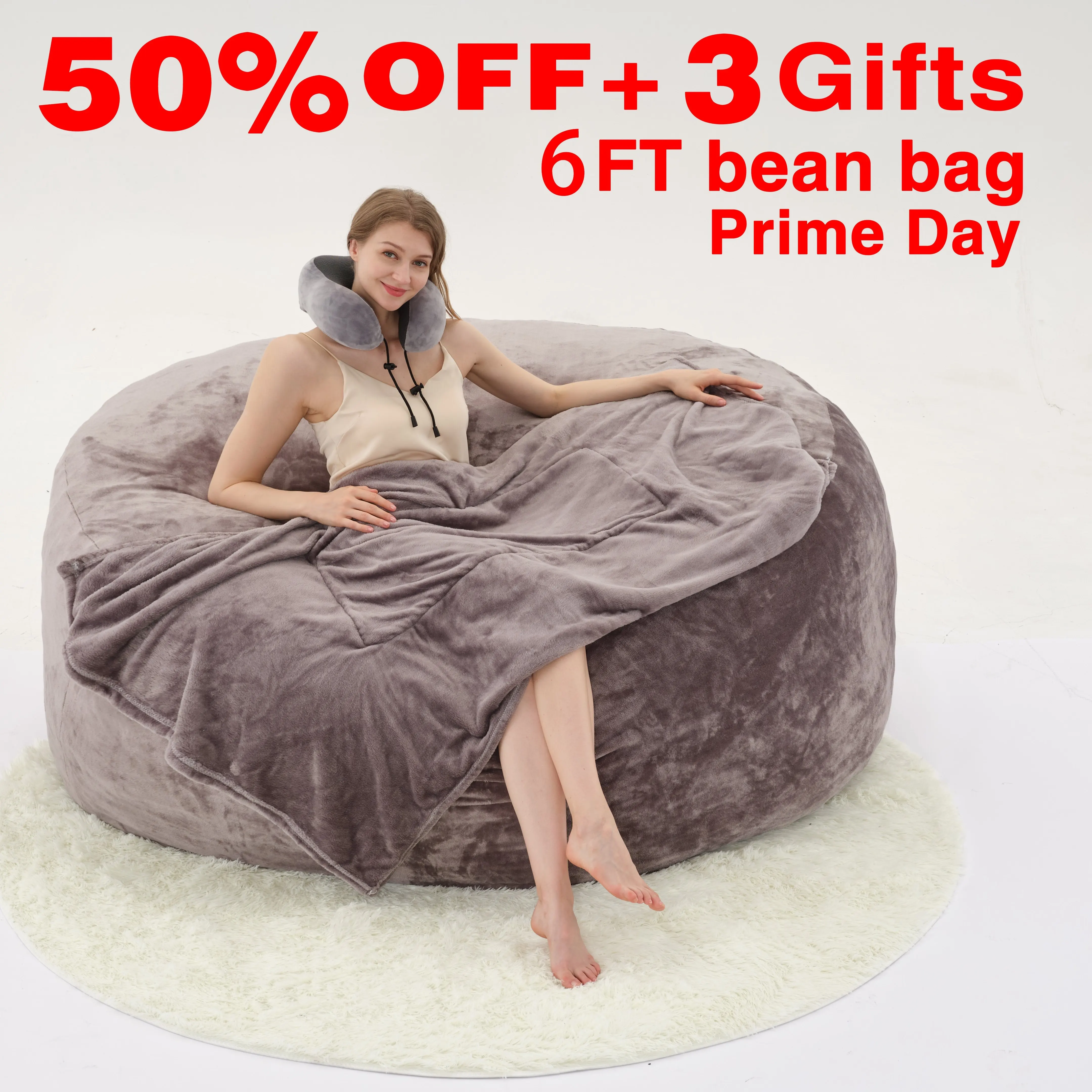 Luxurious Velvet Bean Bag Chair Suitable for Adults with 3pcs Gift (U-Shaped Pillow, Blanket Pillow & Carpet) - Ultra-Sof
Luxurious Velvet Bean Bag Chair Suitable for Adults with 3pcs Gift (U-Shaped Pillow, Blanket Pillow & Carpet) - Ultra-Sof
