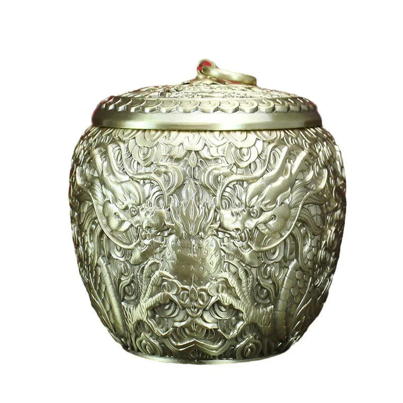 Copper handicrafts Shuanglong tea can ornament office desktop creative size pure copper storage tank copper handicrafts
Copper handicrafts Shuanglong tea can ornament office desktop creative size pure copper storage tank copper handicrafts
