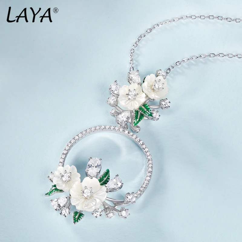 LAYA 925 Sterling Silver Fashion Pretty Natural Shell Flower Green Leaf Enamel Shining Zircon Necklace For Women Wedding Jewelry
LAYA 925 Sterling Silver Fashion Pretty Natural Shell Flower Green Leaf Enamel Shining Zircon Necklace For Women Wedding Jewelry