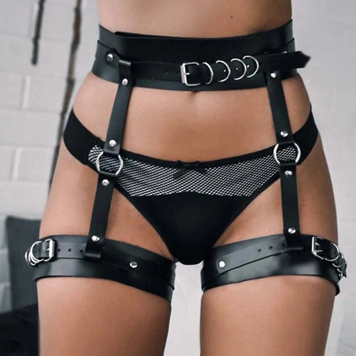 Women Sexy Leg harness Garter Belt Leather Lingerie Bondage Lingerie Thigh Garter Goth Fetish Clothing Festival Rave Outfit
Women Sexy Leg harness Garter Belt Leather Lingerie Bondage Lingerie Thigh Garter Goth Fetish Clothing Festival Rave Outfit
