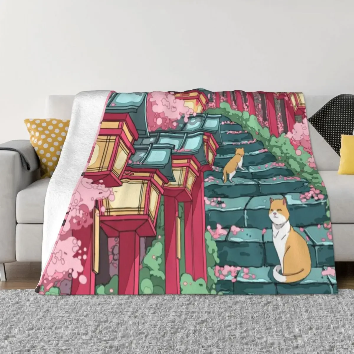 The Japanese Shrine Cats And Pink Sakura Blossom An Ultra-Soft Micro Fleece Blanket
The Japanese Shrine Cats And Pink Sakura Blossom An Ultra-Soft Micro Fleece Blanket