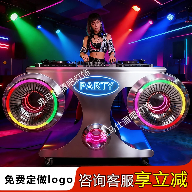 Bar DJ table, KTV booth stainless steel DJ table, movable LED party room mixing console with colorful lights
Bar DJ table, KTV booth stainless steel DJ table, movable LED party room mixing console with colorful lights