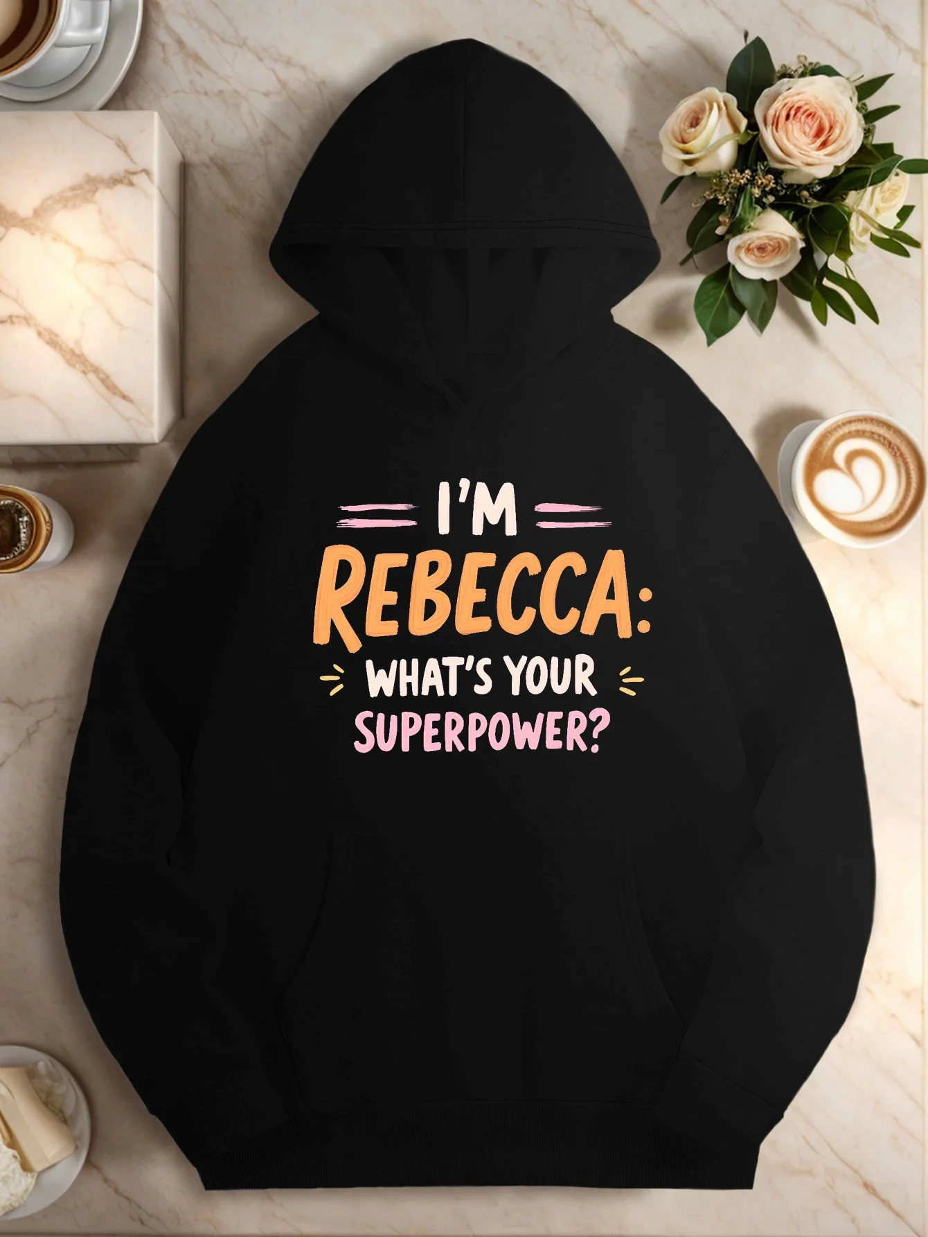I'm Rebecca. What's your superpower Women's oversized casual hooded shirt
I'm Rebecca. What's your superpower Women's oversized casual hooded shirt