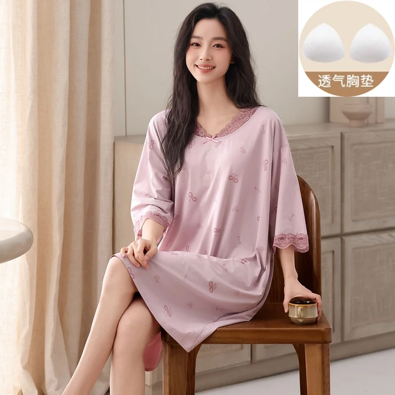 2026 Summer Short Sleeve V-neck Modal Print Nightgowns for Women Korean Cute Lace Sleepwear Night Dress Nightdress Home Nighty
2026 Summer Short Sleeve V-neck Modal Print Nightgowns for Women Korean Cute Lace Sleepwear Night Dress Nightdress Home Nighty