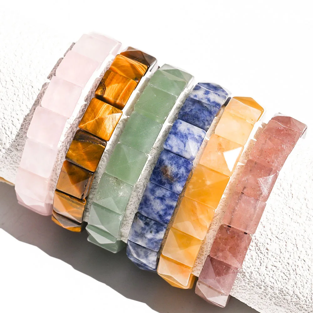Fashion Natural Crystal Faceted Square Pyramid Rose Quartz Tiger Eye Green Aventurine Stone Bracelet Jewelry Accessories Gift
Fashion Natural Crystal Faceted Square Pyramid Rose Quartz Tiger Eye Green Aventurine Stone Bracelet Jewelry Accessories Gift