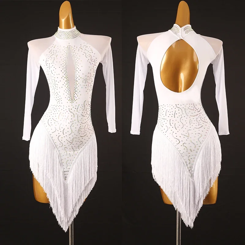 Women White Rhinestones Tassel Dress Female Adult Chacha Latin Dance Competition Clothes Latin Dance Dress
Women White Rhinestones Tassel Dress Female Adult Chacha Latin Dance Competition Clothes Latin Dance Dress