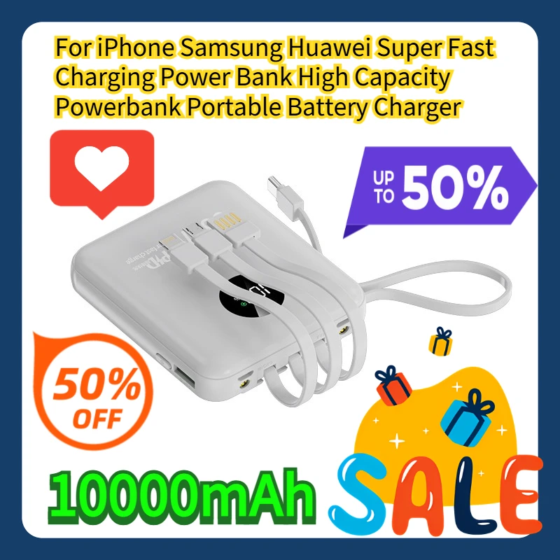 For iPhone Samsung Huawei 10000mAh Super Fast Charging Power Bank High Capacity Powerbank Portable Battery Charger
For iPhone Samsung Huawei 10000mAh Super Fast Charging Power Bank High Capacity Powerbank Portable Battery Charger