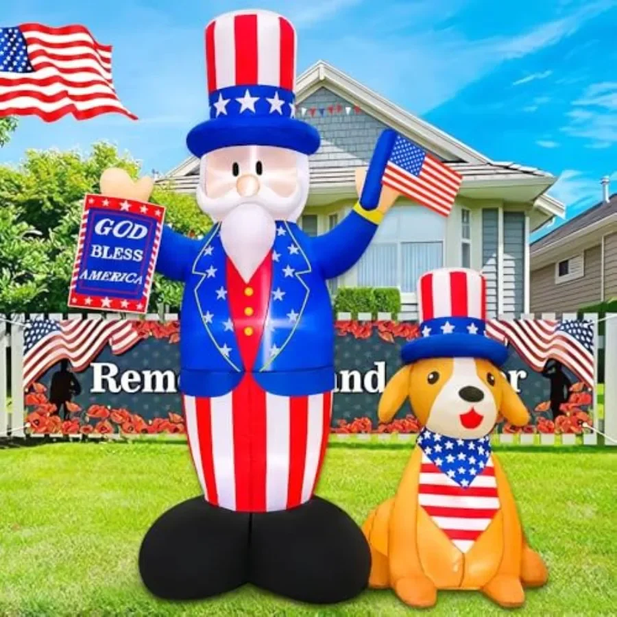 Outdoor 7FT inflatable Uncle Sam with dog for Independence Day, PVC material, red-white-blue, built-in LED lights for garden, y
Outdoor 7FT inflatable Uncle Sam with dog for Independence Day, PVC material, red-white-blue, built-in LED lights for garden, y