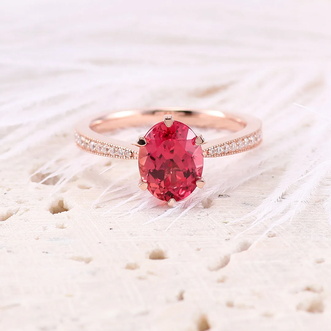 Item:Provence 18K/14K/10K Solid Gold Oval Cut Lab Grown Ruby With Side Round Moissanites Milgrain Ring For Woman Party Customize
Item:Provence 18K/14K/10K Solid Gold Oval Cut Lab Grown Ruby With Side Round Moissanites Milgrain Ring For Woman Party Customize