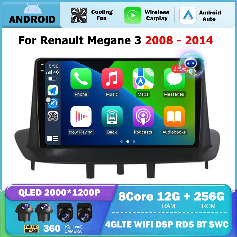 Android Auto для Renault Megane 3 2008-2014, автомобильное радио, стерео, мультимедийное видео, GPS-навигация, инструменты, 4G, WIFI BT 360, камера Carplay
Android Auto для Renault Megane 3 2008-2014, автомобильное радио, стерео, мультимедийное видео, GPS-навигация, инструменты, 4G, WIFI BT 360, камера Carplay