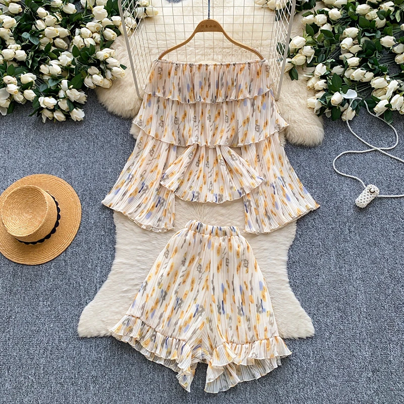 Summer French Shorts Set Women's One Shoulder Lotus Leaf Edge Top Shorts Beach Vacation Two-piece Set C568
Summer French Shorts Set Women's One Shoulder Lotus Leaf Edge Top Shorts Beach Vacation Two-piece Set C568
