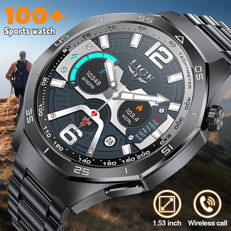 LIGE Outdoor Sports Waterproof Smart Watch Men 1.53" HD Screen Heart Rate Monitor BT Call Fitness Men Smartwatch For Android IOS
LIGE Outdoor Sports Waterproof Smart Watch Men 1.53" HD Screen Heart Rate Monitor BT Call Fitness Men Smartwatch For Android IOS