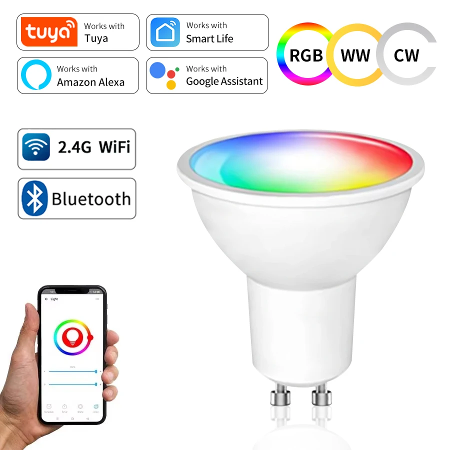 220 В Tuya Smart GU10 светодиодные лампы Wi-Fi/Bluetooth Smart Life App с регулируемой яркостью RGB прожектор для декора потолка гостиной
220 В Tuya Smart GU10 светодиодные лампы Wi-Fi/Bluetooth Smart Life App с регулируемой яркостью RGB прожектор для декора потолка гостиной