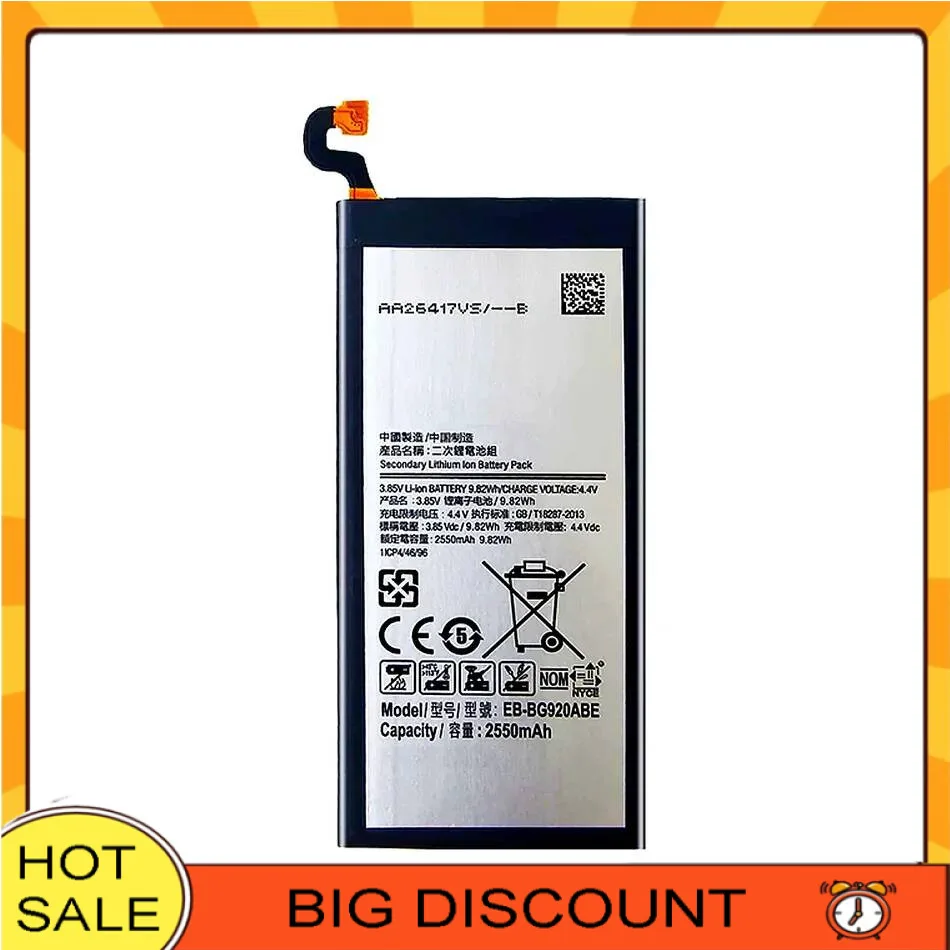 Аккумулятор мобильного телефона EB-BG920ABE 2550 мАч для Samsung Galaxy S6 G9200 G920 G920f G920i G920A G920S G920L G920K
Аккумулятор мобильного телефона EB-BG920ABE 2550 мАч для Samsung Galaxy S6 G9200 G920 G920f G920i G920A G920S G920L G920K