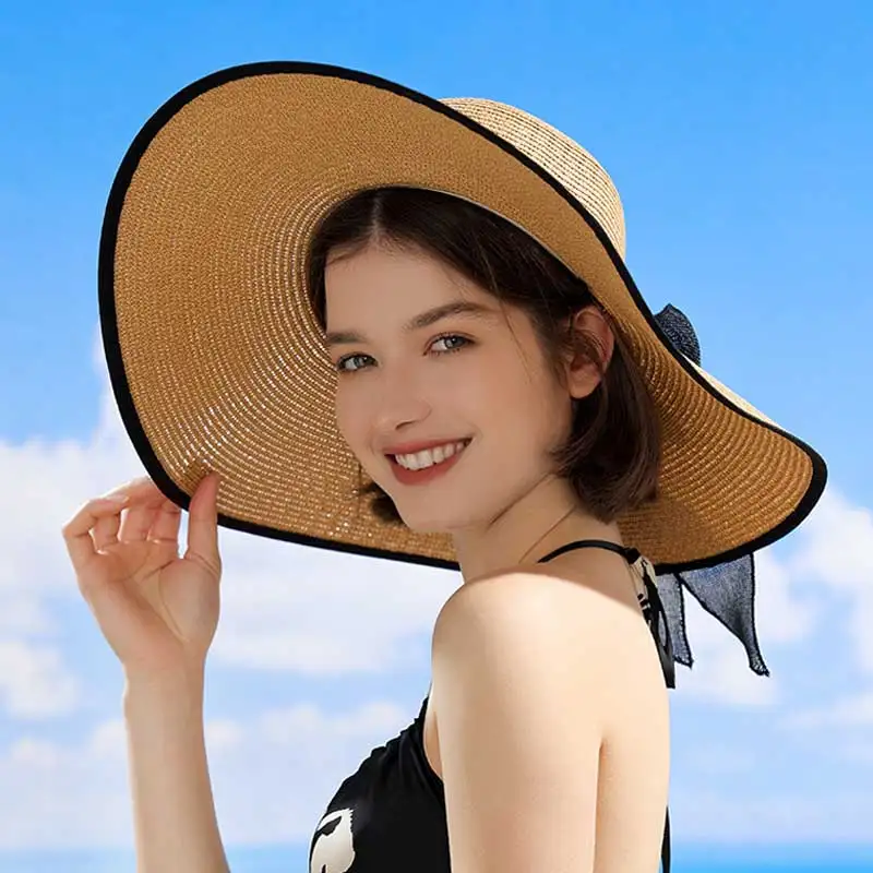 Luxury 15cm Large Brim Straw Hat Women Breathable Travel Seaside Beach Sun Cap Ribbon Big Bow Face Neck Protection Bucket Hat
Luxury 15cm Large Brim Straw Hat Women Breathable Travel Seaside Beach Sun Cap Ribbon Big Bow Face Neck Protection Bucket Hat