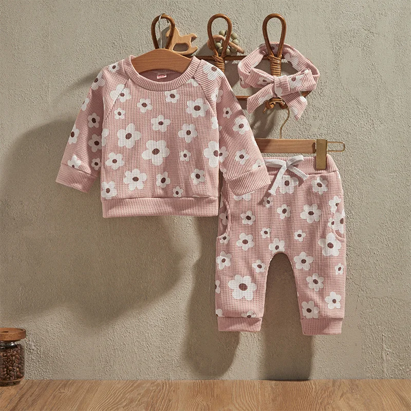 EWODOS Infant Baby Girl 3pcs Outfits Flower Print Long Sleeve Crewneck Tops Pullover Pants Bow Headband Children's Girl Sets
EWODOS Infant Baby Girl 3pcs Outfits Flower Print Long Sleeve Crewneck Tops Pullover Pants Bow Headband Children's Girl Sets