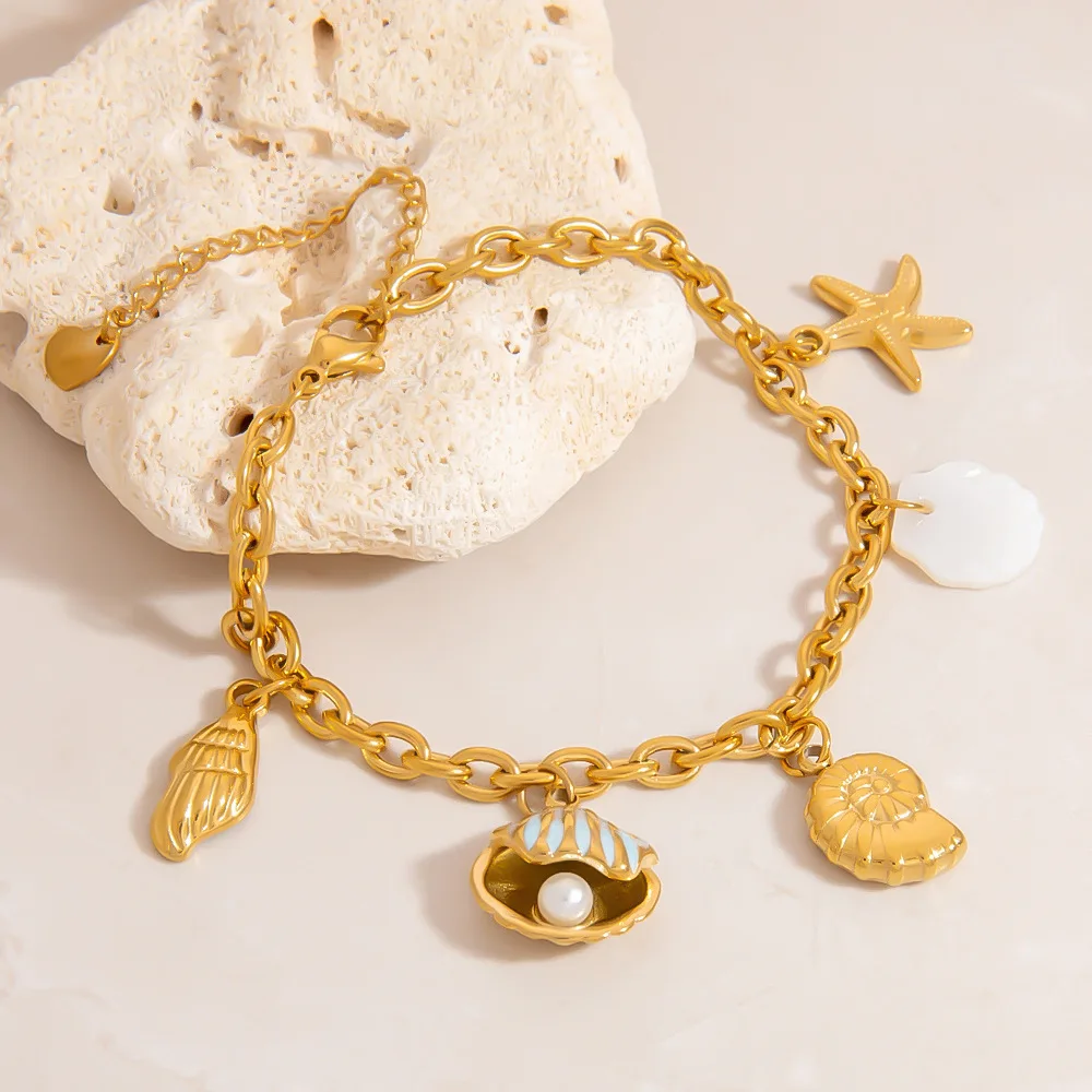 Fashionable and Personalized Stainless Steel Pearl Bracelet Conch Shell Pendant Women's High-end Jewelry
Fashionable and Personalized Stainless Steel Pearl Bracelet Conch Shell Pendant Women's High-end Jewelry
