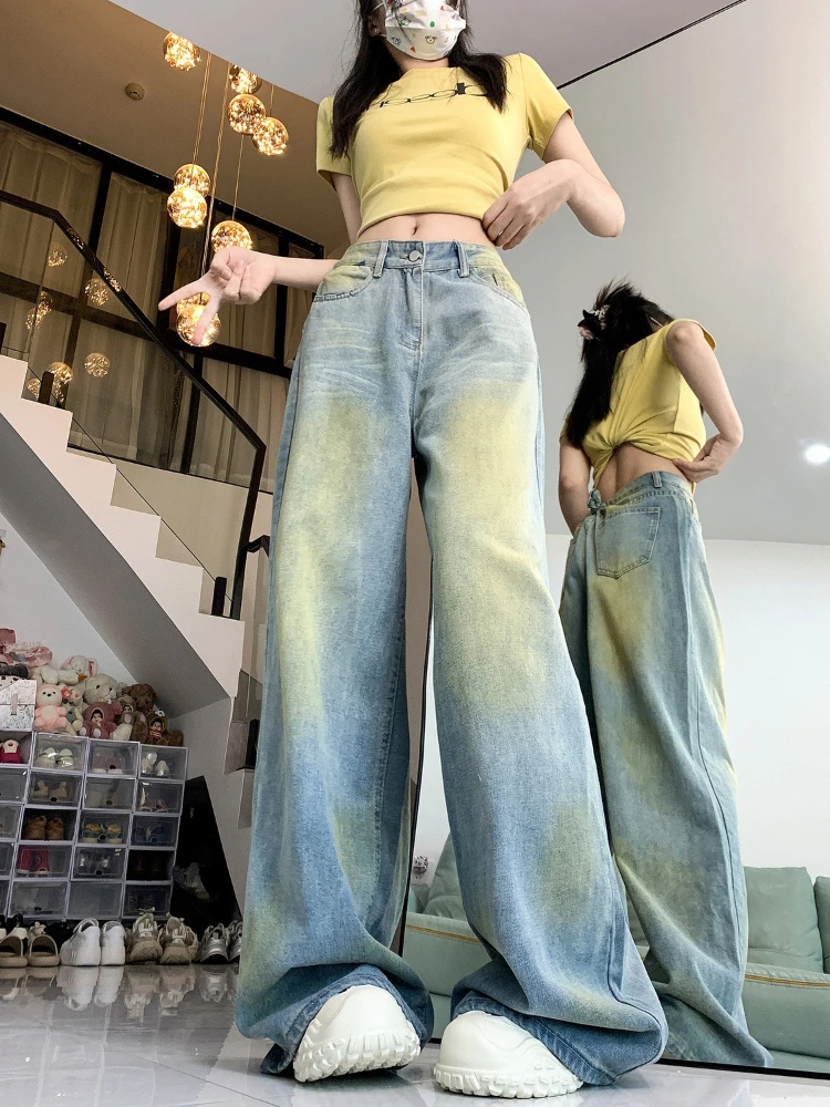 Slimming Straight Leg Women's Jeans with Frayed Hem Draping Fabric for Floor-Sweeping Vintage Look Relaxed Fit
Slimming Straight Leg Women's Jeans with Frayed Hem Draping Fabric for Floor-Sweeping Vintage Look Relaxed Fit