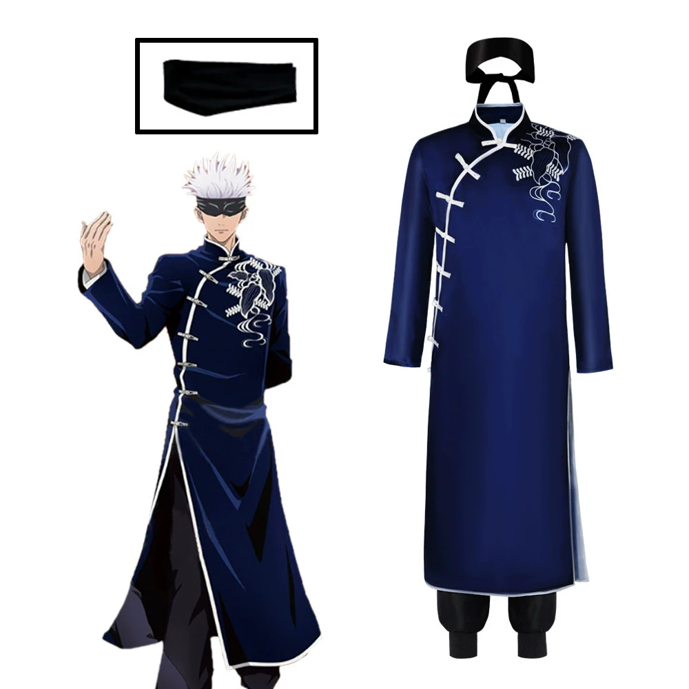 Костюм для косплея аниме Годжо Сатору: синий чонсам, брюки, маска для глаз, комплект для Хэллоуина, карнавала, вечеринки, ролевая игра, одежда для мужчин
Костюм для косплея аниме Годжо Сатору: синий чонсам, брюки, маска для глаз, комплект для Хэллоуина, карнавала, вечеринки, ролевая игра, одежда для мужчин