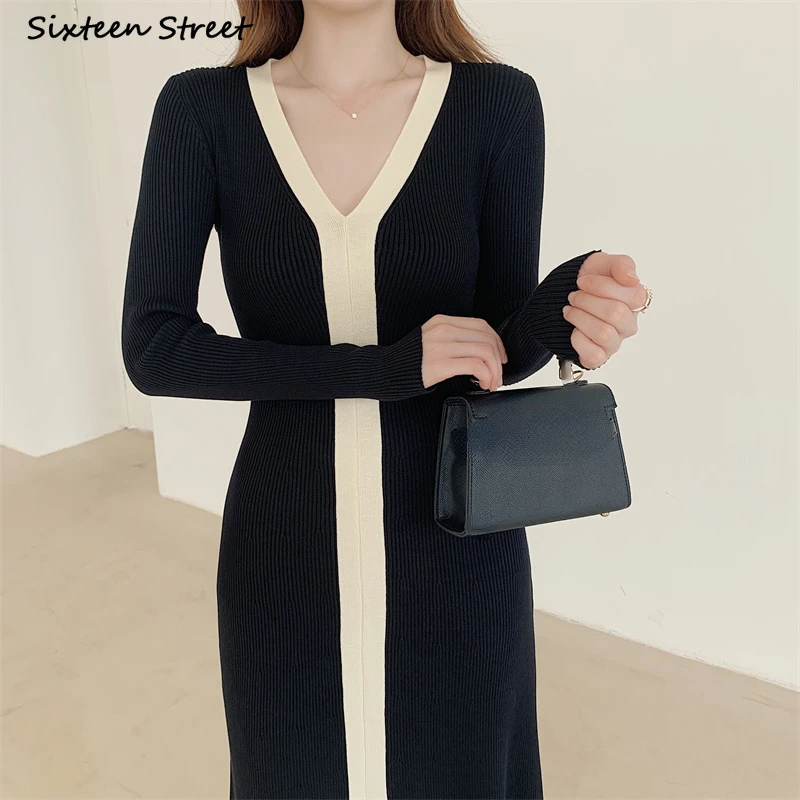 Black Chic Sweater Dress Women 2023 Winter V-NECK Chic Knitted Vestido Office Lady Business Knitwear Female Winter Clothing
Black Chic Sweater Dress Women 2023 Winter V-NECK Chic Knitted Vestido Office Lady Business Knitwear Female Winter Clothing