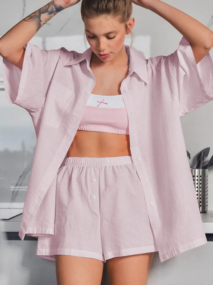 Комплект из 2 предметов, сексуальный комплект из 2 предметов, лето-осень 2022, модный женский комплект, женская розовая рубашка с короткими рукавами, топы и шорты, костюм в тон, наряд
Комплект из 2 предметов, сексуальный комплект из 2 предметов, лето-осень 2022, модный женский комплект, женская розовая рубашка с короткими рукавами, топы и шорты, костюм в тон, наряд