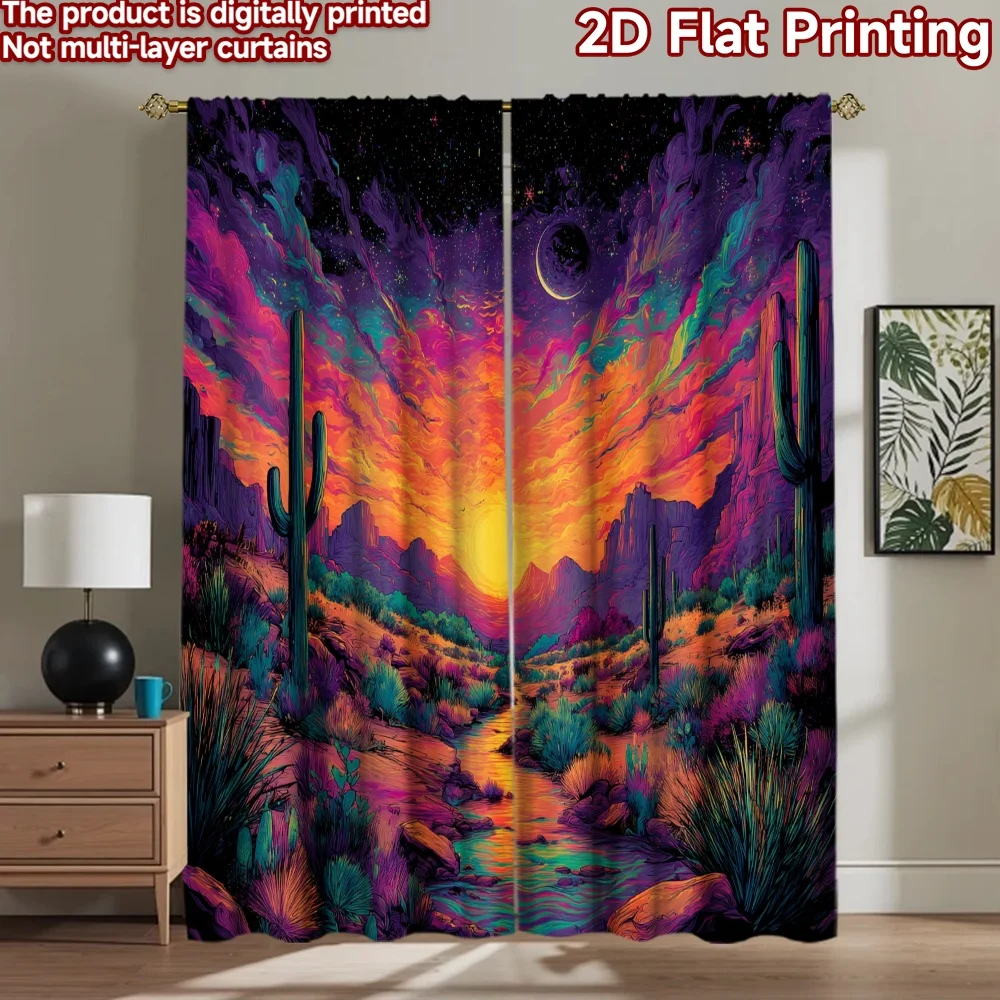 2D flat printing 2pcs Party Curtains Desert Sunset River Cactus Digital Printed Polyester Drapes Party Decorations for Home
2D flat printing 2pcs Party Curtains Desert Sunset River Cactus Digital Printed Polyester Drapes Party Decorations for Home