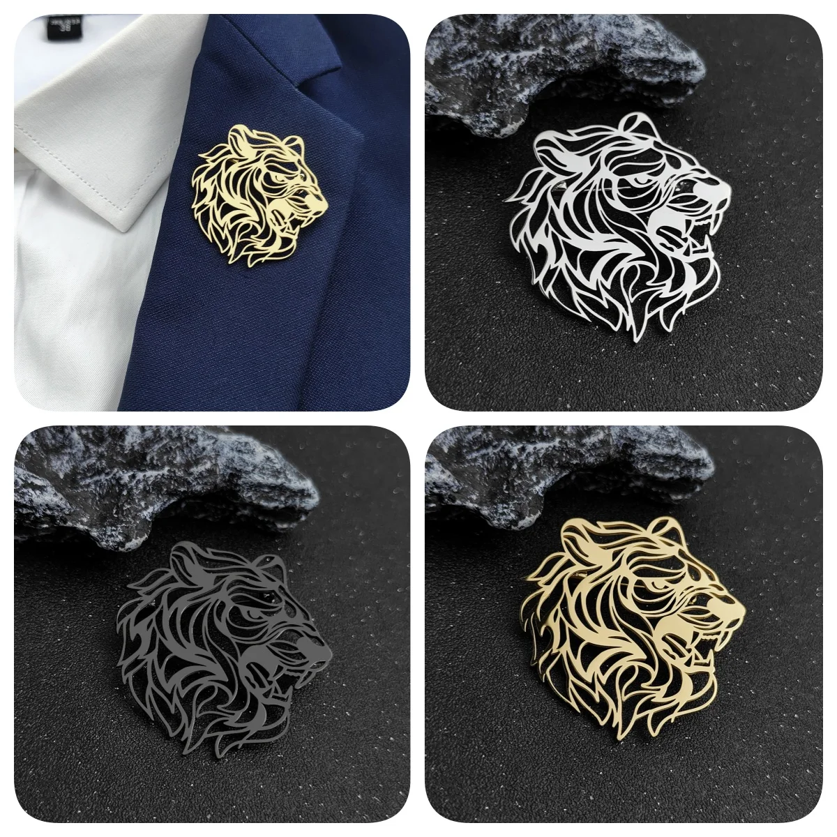 Punk-style tiger brooch, made of stainless steel, high-quality waterproof pin badge, shoulder bag and backpack decoration
Punk-style tiger brooch, made of stainless steel, high-quality waterproof pin badge, shoulder bag and backpack decoration