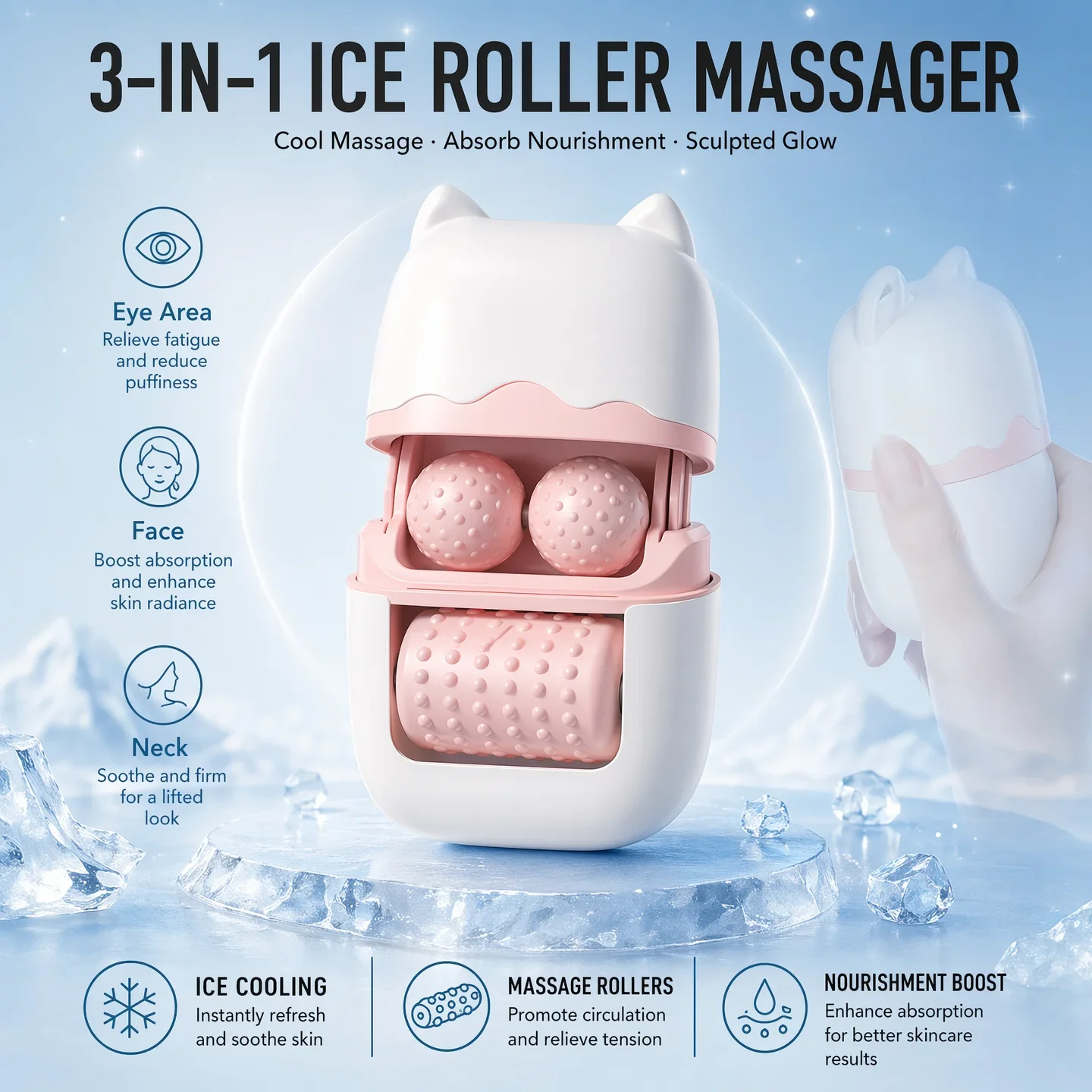 3 Roller Cute Cat Ice Face Roller Depuff Eye Bags Shrink Pores Skincare Absorption Cool Tool for Face Eye Neck
3 Roller Cute Cat Ice Face Roller Depuff Eye Bags Shrink Pores Skincare Absorption Cool Tool for Face Eye Neck