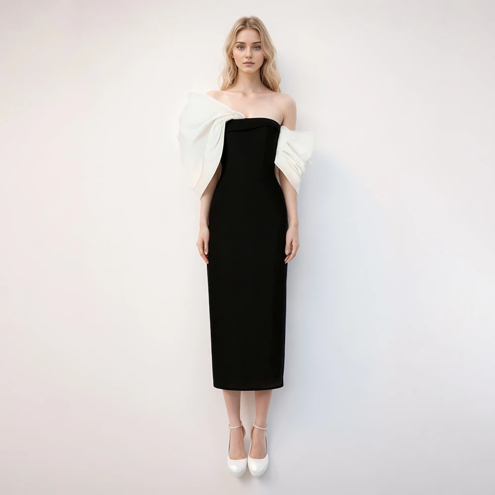 Patchwork Bowknot Elegant Dresses For Women Strapless Sleeveless Backless High Waist Hit Color Temperament Dress Female
Patchwork Bowknot Elegant Dresses For Women Strapless Sleeveless Backless High Waist Hit Color Temperament Dress Female