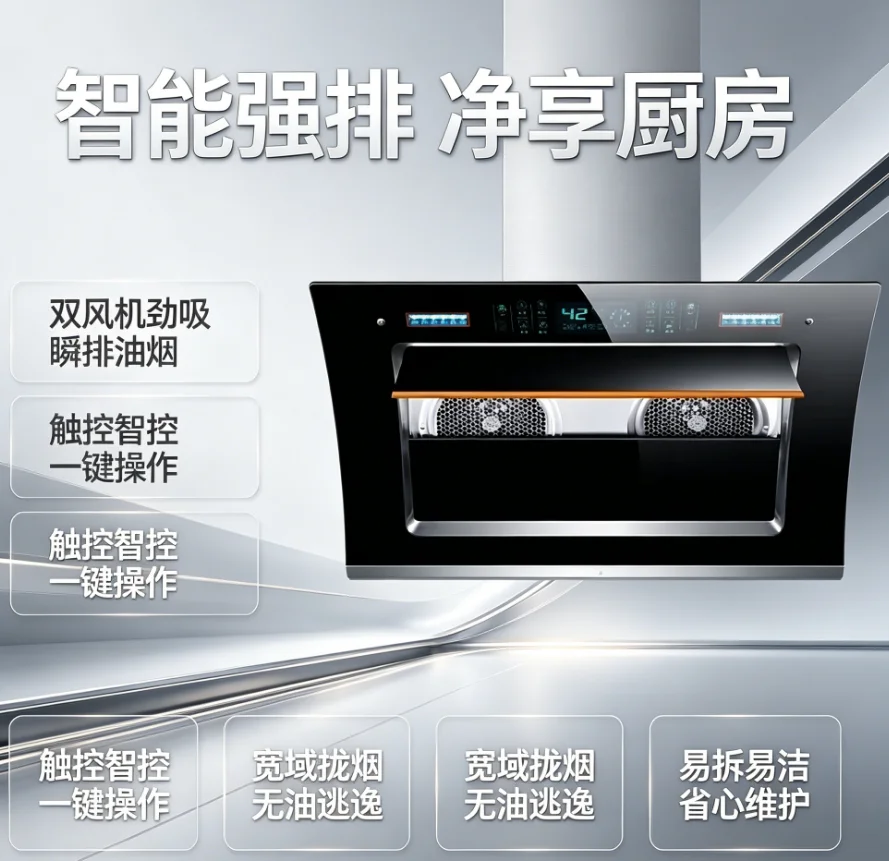 220V Haotaitai Double Motor Range Hood Kitchen Strong Suction Auto Clean Side Suction HDL
220V Haotaitai Double Motor Range Hood Kitchen Strong Suction Auto Clean Side Suction HDL