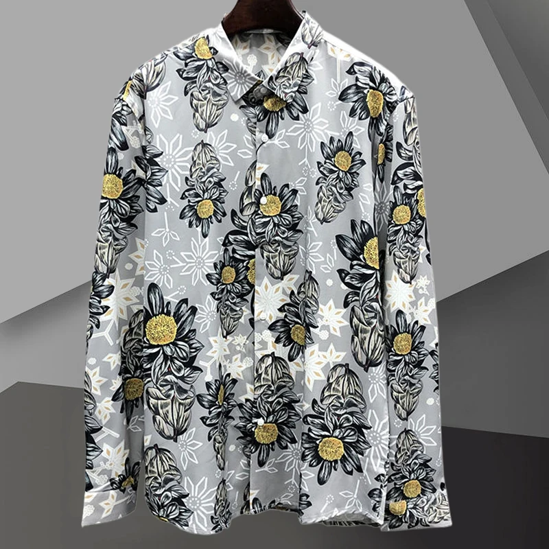 High Quality Color Contrast Print Shirt Men Long Sleeve Shirt Tops Casual Flower Print Shirt Social Party Blouse Streetwear
High Quality Color Contrast Print Shirt Men Long Sleeve Shirt Tops Casual Flower Print Shirt Social Party Blouse Streetwear