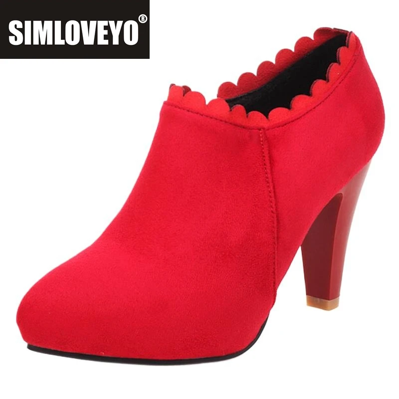 SIMLOVEYO/женские туфли-лодочки, туфли на высоком каблуке с острым носком, кружево из флока, лаконичный размер 33–43, черный, красный, весенний S3087 
SIMLOVEYO/женские туфли-лодочки, туфли на высоком каблуке с острым носком, кружево из флока, лаконичный размер 33–43, черный, красный, весенний S3087