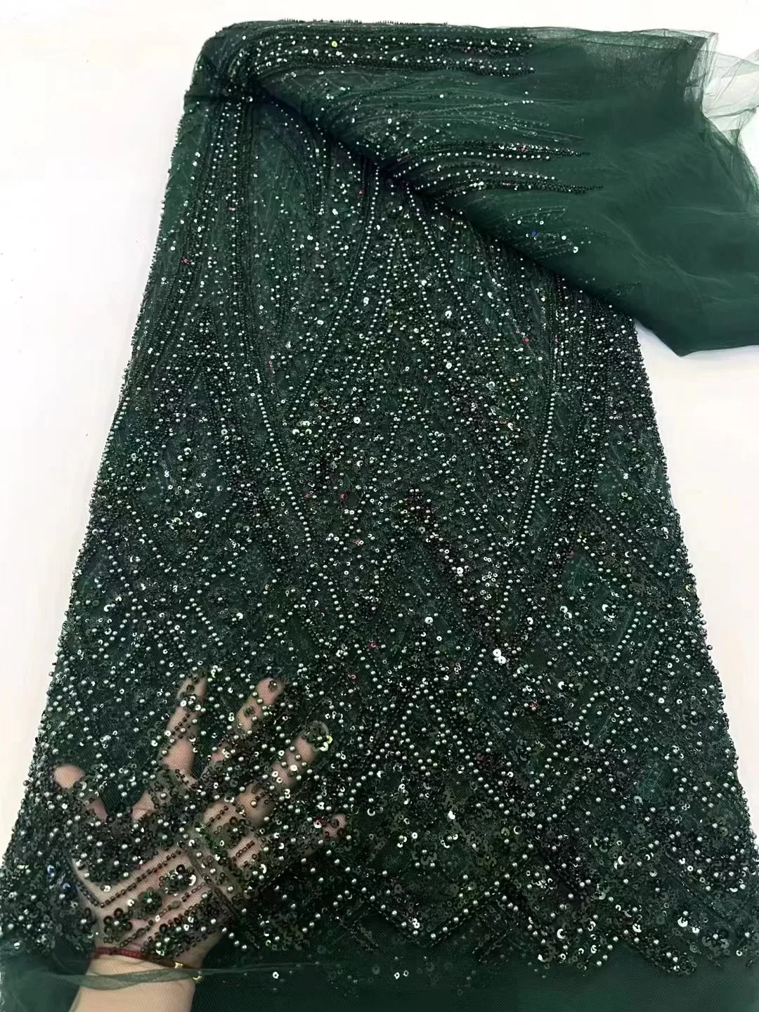 5Yards Hot Sale Latest Fashion African Beaded Net Lace French Style Tulle Net Fabric With Sequins Party Evening Dress
5Yards Hot Sale Latest Fashion African Beaded Net Lace French Style Tulle Net Fabric With Sequins Party Evening Dress