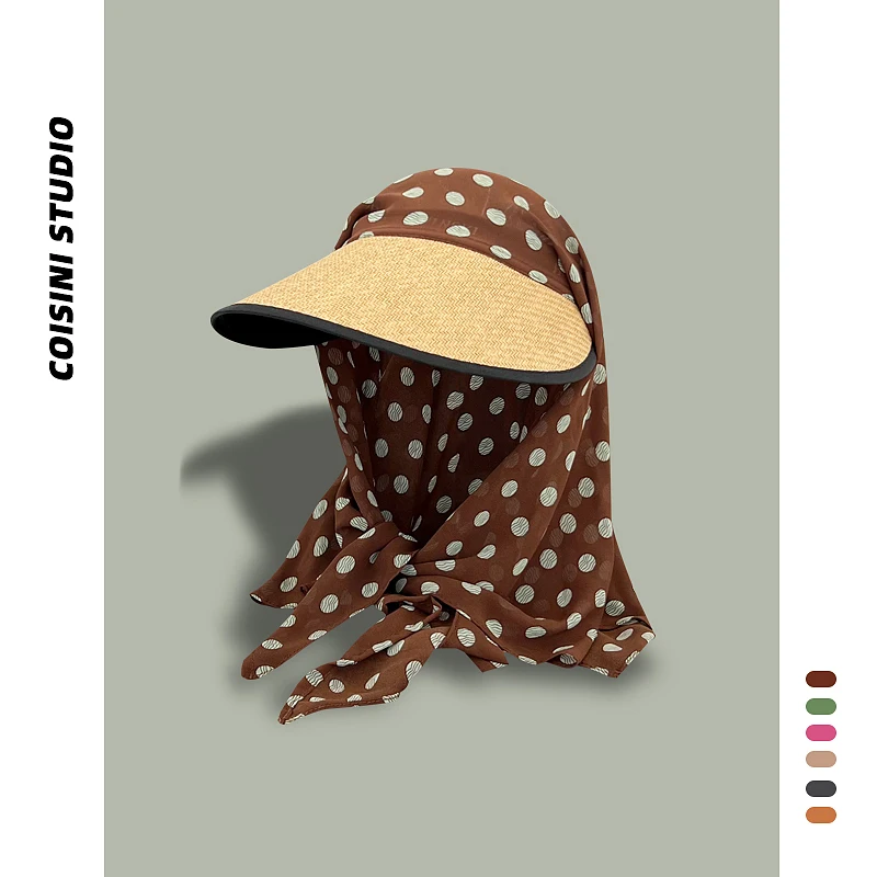 Fashion Polka Dot Printing Splicing Headscarf Straw Woven Empty Top Caps Women Summer Travel Sun Protection Versatile Sun Hat
Fashion Polka Dot Printing Splicing Headscarf Straw Woven Empty Top Caps Women Summer Travel Sun Protection Versatile Sun Hat