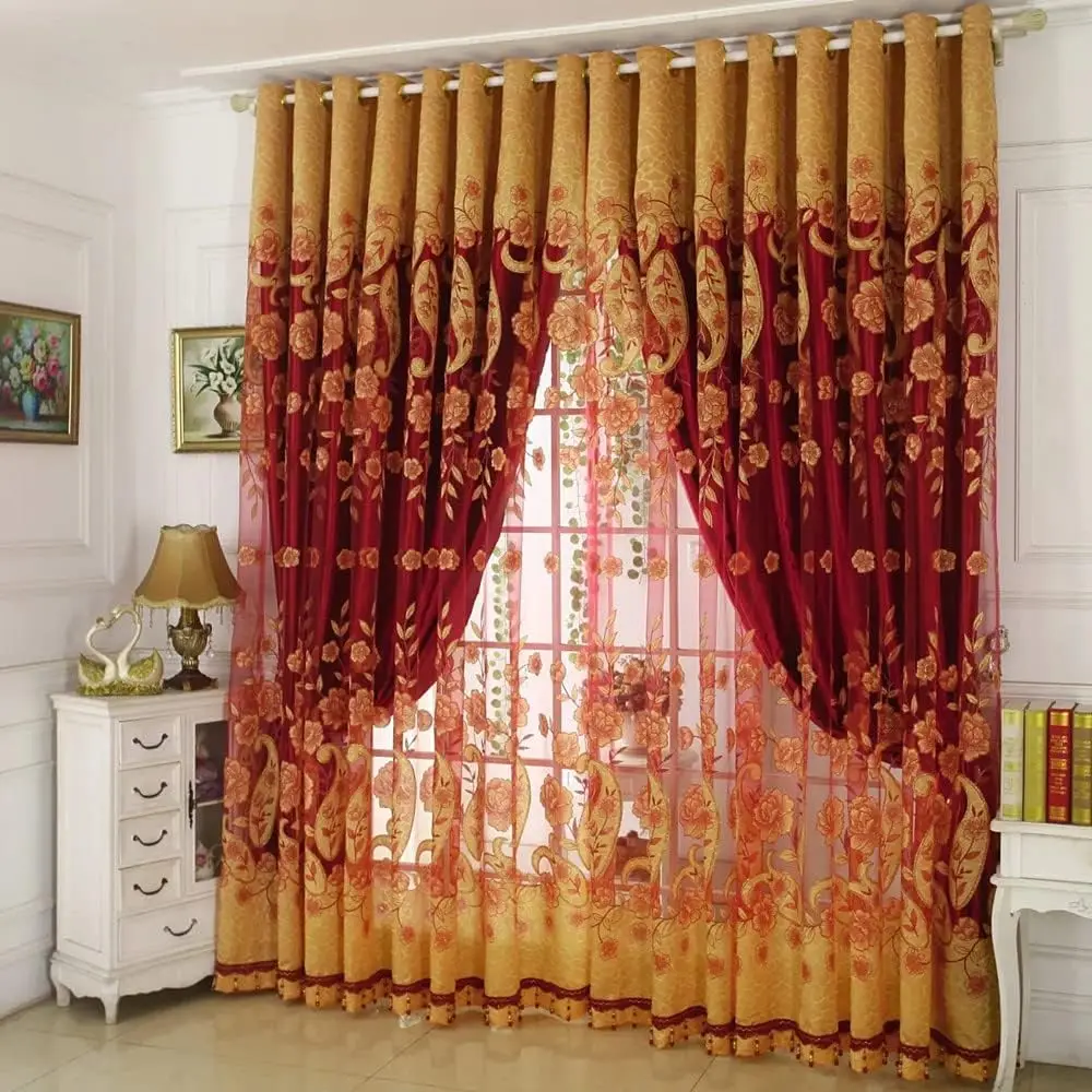 1 Panel 140cm Width European Double Layer Curtain for Living Room Flower and Leaf Curtain for Bedroom
1 Panel 140cm Width European Double Layer Curtain for Living Room Flower and Leaf Curtain for Bedroom