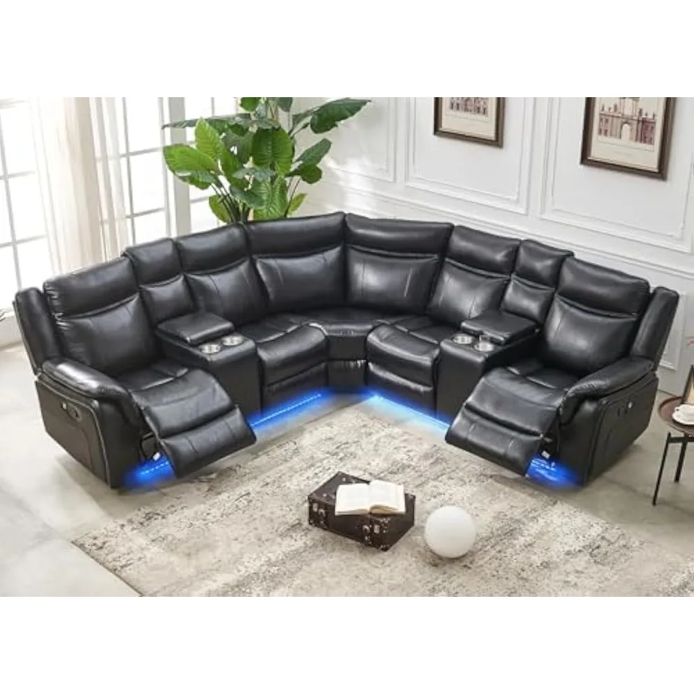 Manual Sectional with Recliners,Ambient Floor Lighting,Leather Reclining Sectionals Sofa for Living Room L Shape Corner Couch
Manual Sectional with Recliners,Ambient Floor Lighting,Leather Reclining Sectionals Sofa for Living Room L Shape Corner Couch